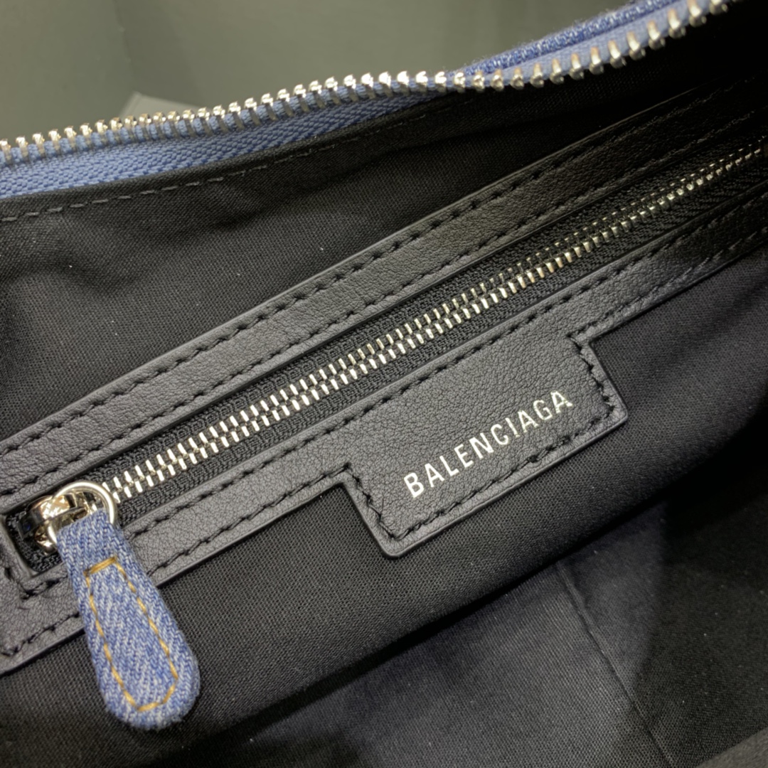 Balenciaga Le Cagole Small Shoulder Bag in Denim With Rhinestones